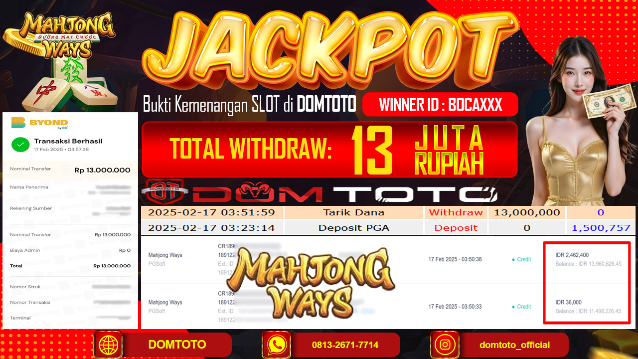 JACKPOT SLOT MAHJONG WAYS 17 FEBRUARI 2025